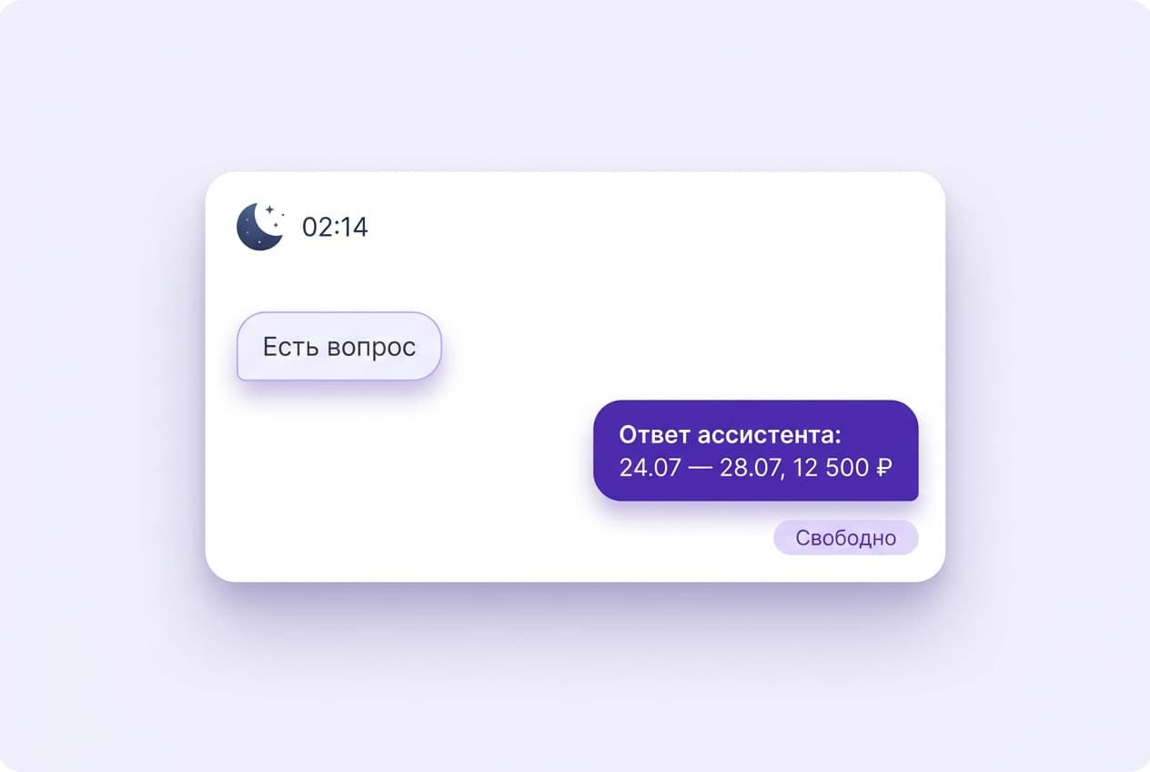 Мгновенный ответ ассистента гостю даже ночью