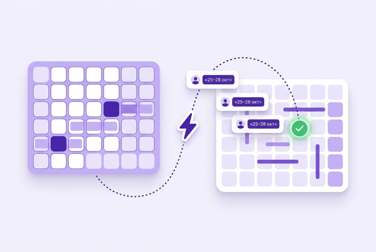 Брони перелетают из календаря PMS в шахматку Гами по webhook — автоматически
